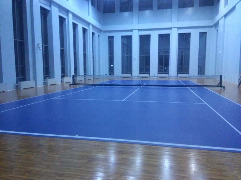 甘肅敦煌大酒店羽毛球場和網球場運動木地板鋪設工程6
